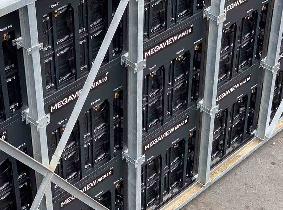 Back of Megaview large-foramt modular led screens in mountable frame